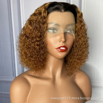 Mauqueen  Wholesale Brazilian Short Curly Bob 100% Virgin Cuticle Aligned 13*4 T Lace Front Human Hair Wigs  For Black  Women